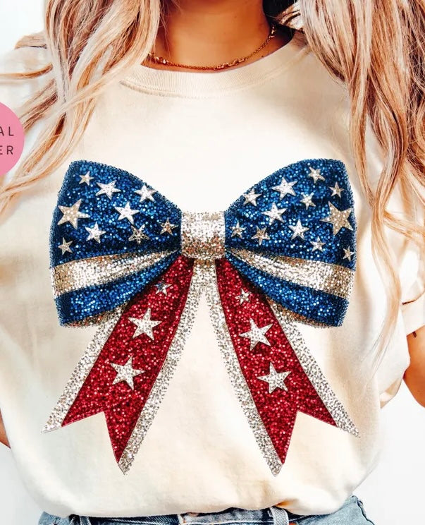 RWB glitter bow