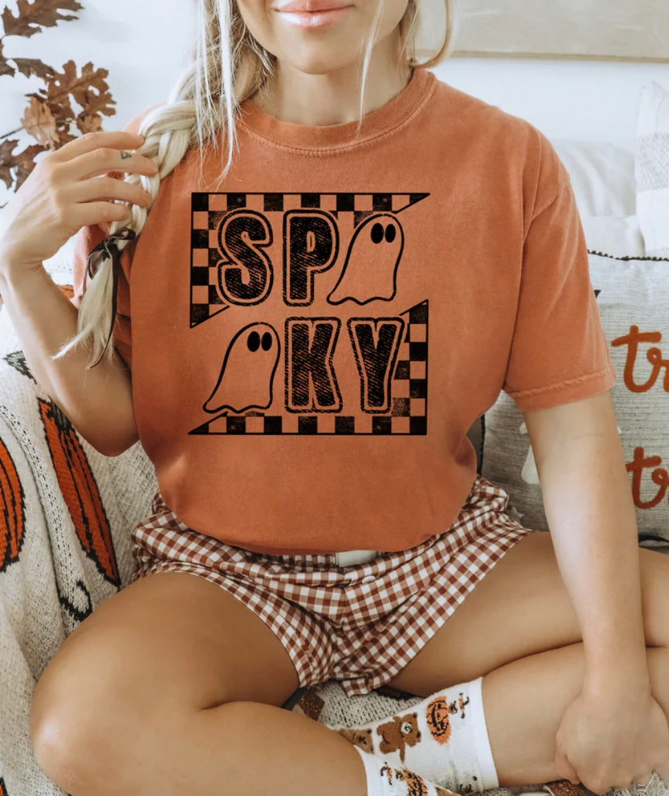 Checkered spooky ghost