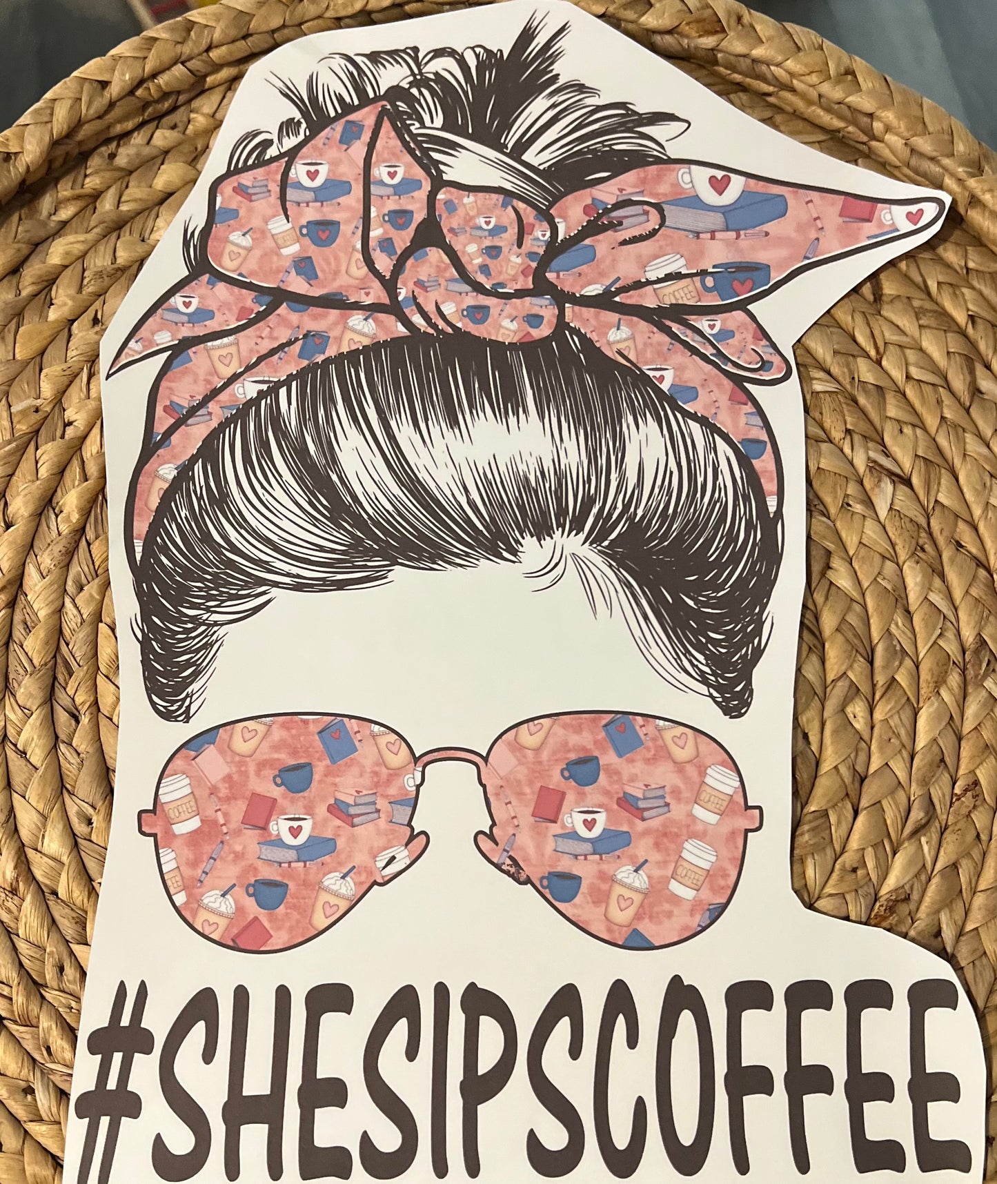 Adult she sips coffee