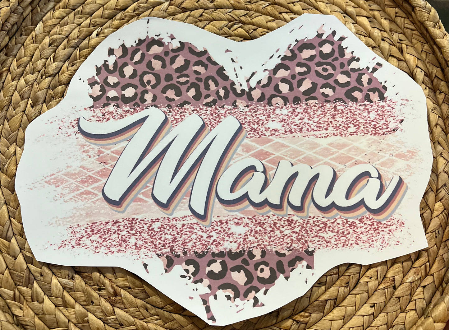 Adult glitter leopard heart mama