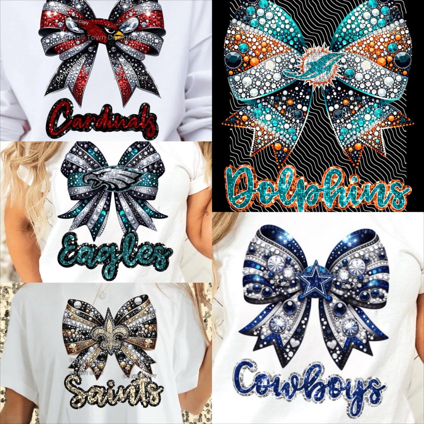 Sub - choose your team rhinestone bow