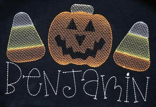 Emb - candy corn pumpkin