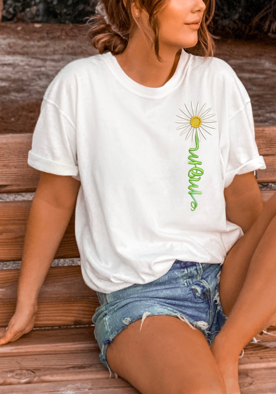 Emb - side floral mom