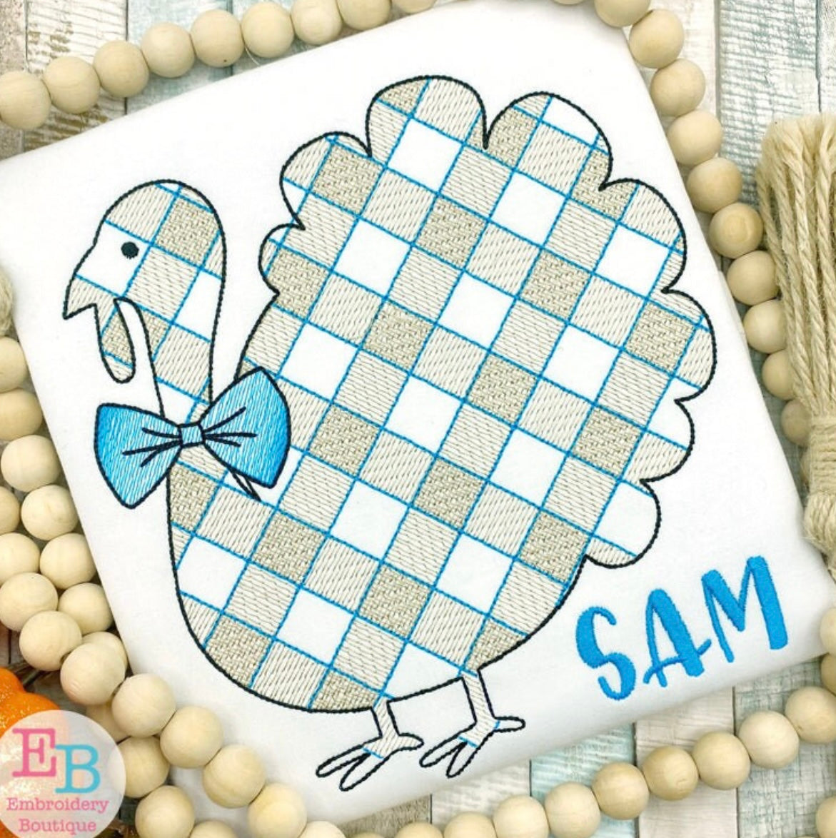 Emb - boy plaid turkey