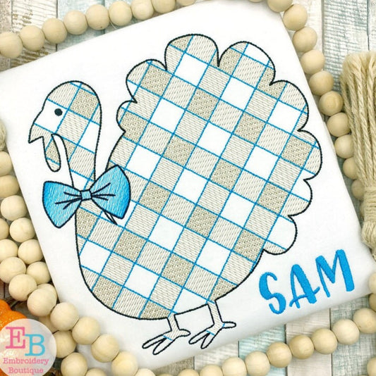 Emb - boy plaid turkey