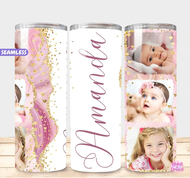 Pink & gold swirl tumbler