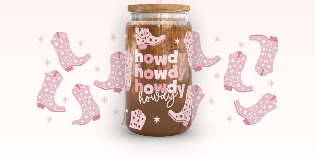 Frosted glass can howdy