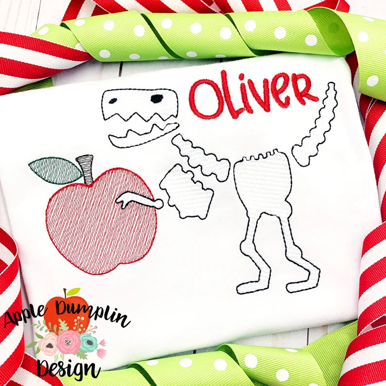 Emb - dinosaur holding apple