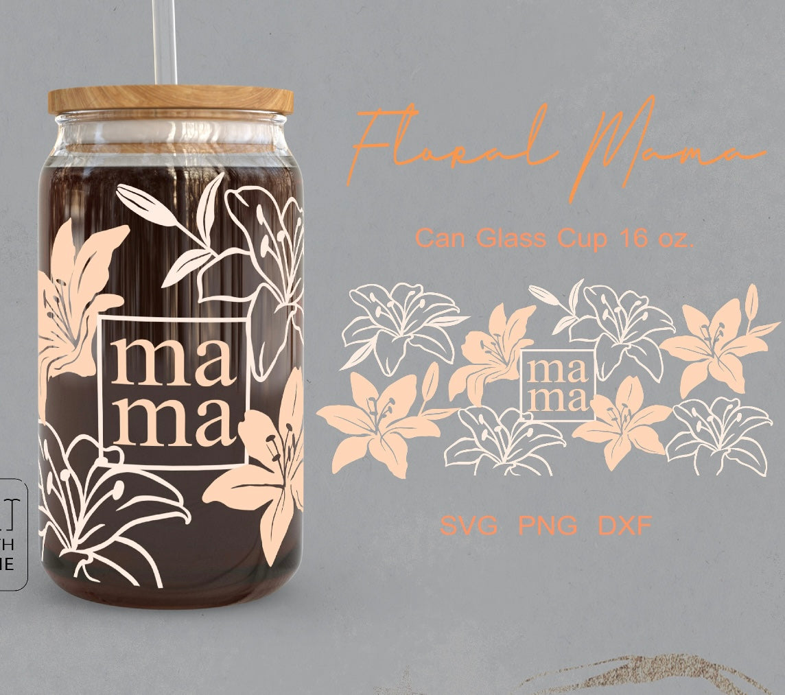 Frosted glass can Lily mama