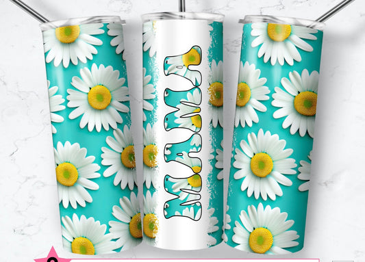 Blue floral mama tumbler