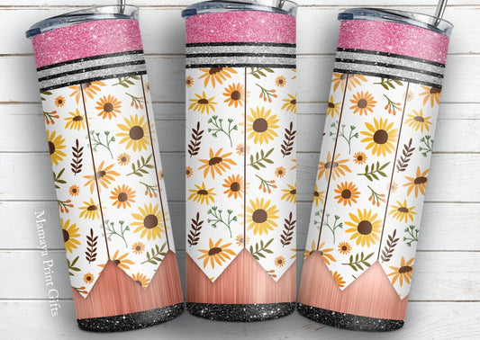 Floral pencil tumbler
