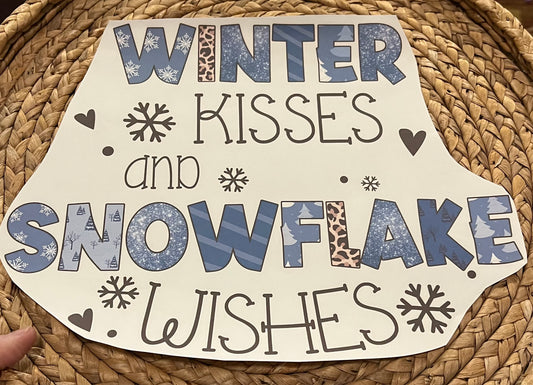 Adult winter kisses and snowflake wishes