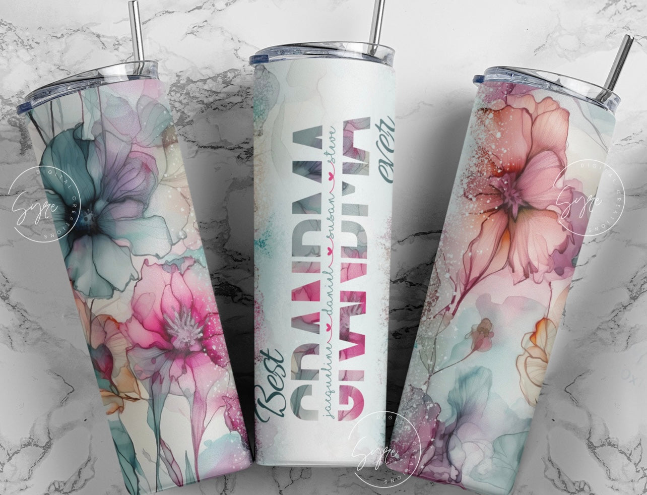 Floral best grandma ever