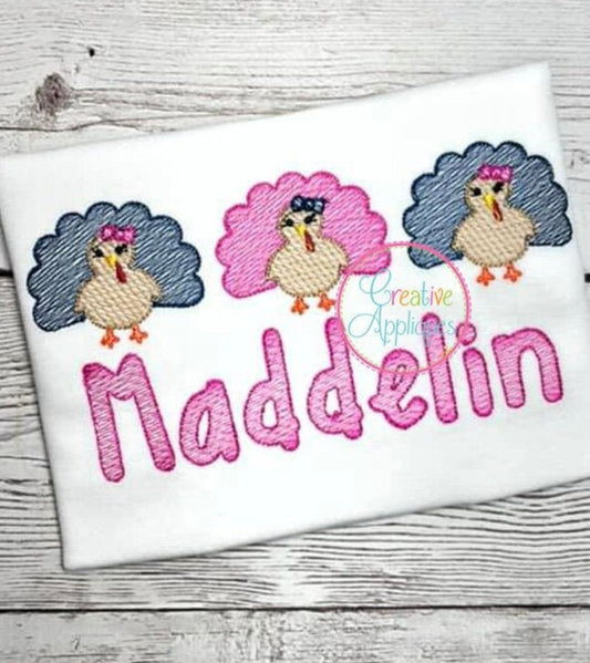 Emb - girl turkey trio