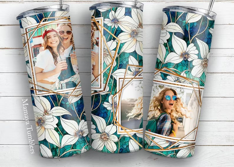 Floral photo tumbler