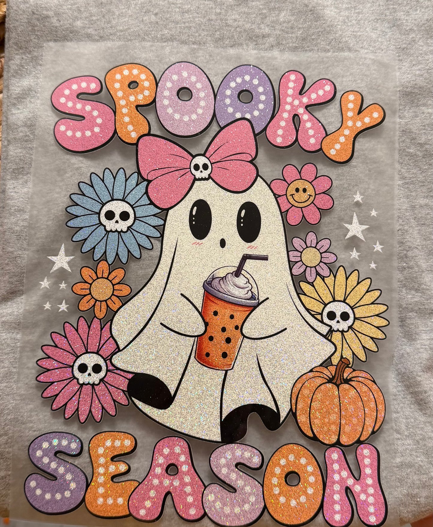 Glitter coffee ghost spooky season