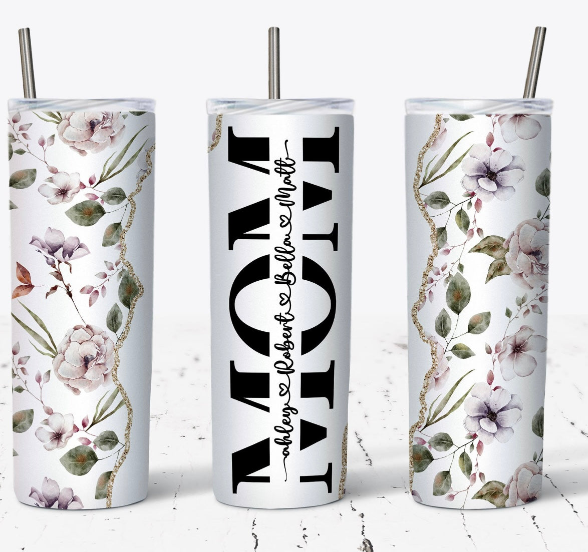 Floral mom tumbler
