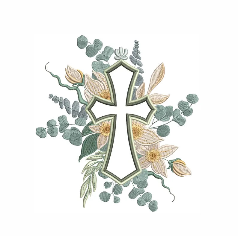 Emb -floral cross