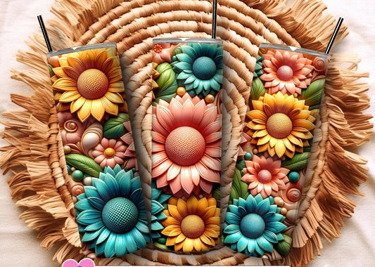 3D flowers tumbler