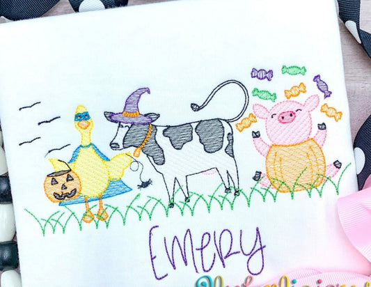 Emb - Halloween farm animals