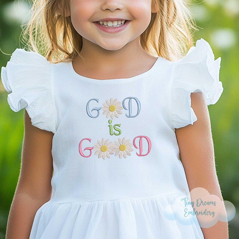 Emb - God is good daisies