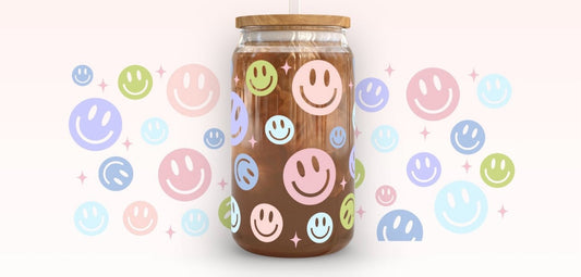 Frosted glass can smilies