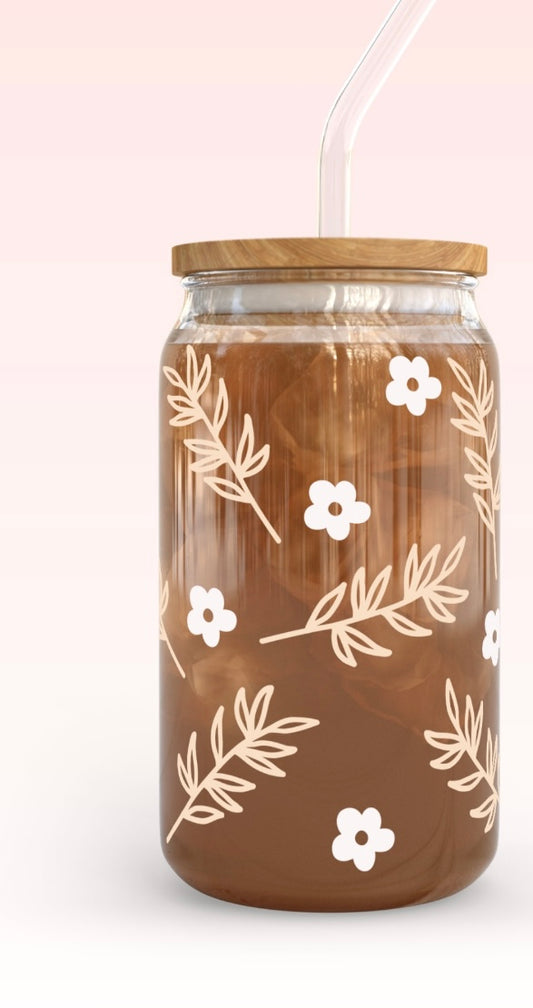 Frosted glass can flower vine