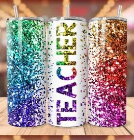 Rainbow glitter tumbler