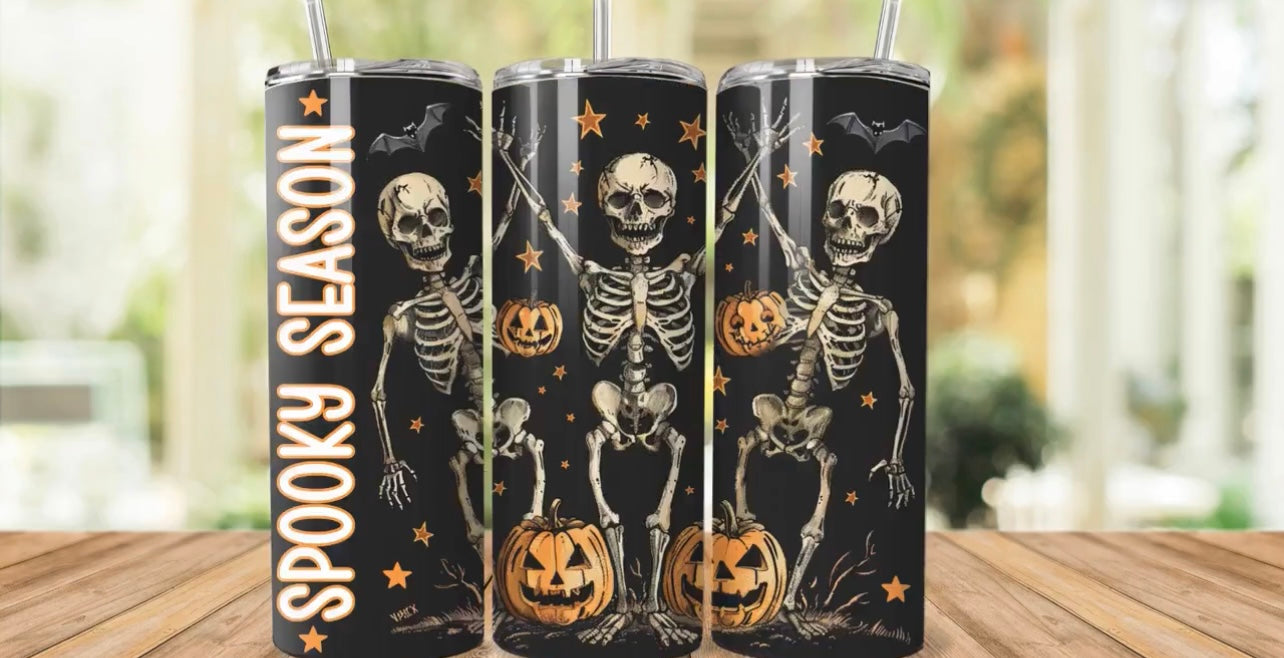 Skeletons spooky season tumbler