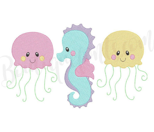 Emb - jellyfish & seahorse