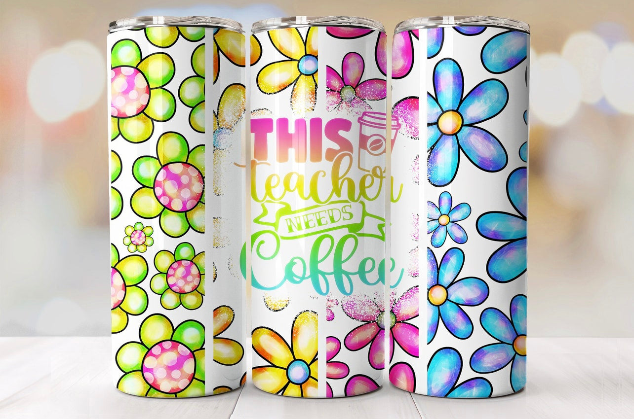 Neon flower teacher needs coffee