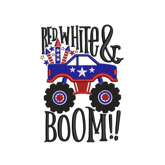 Emb -red white & boom monster truck