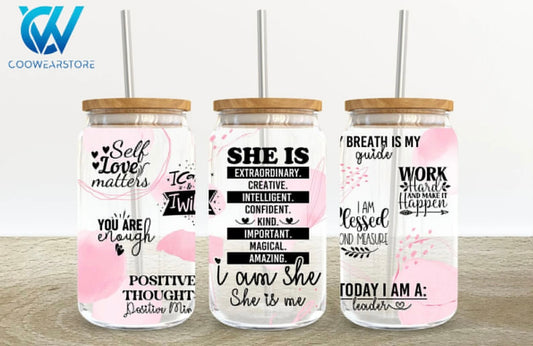 Frosted glass can she is