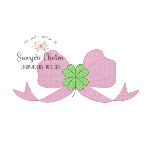 Emb - shamrock center bow