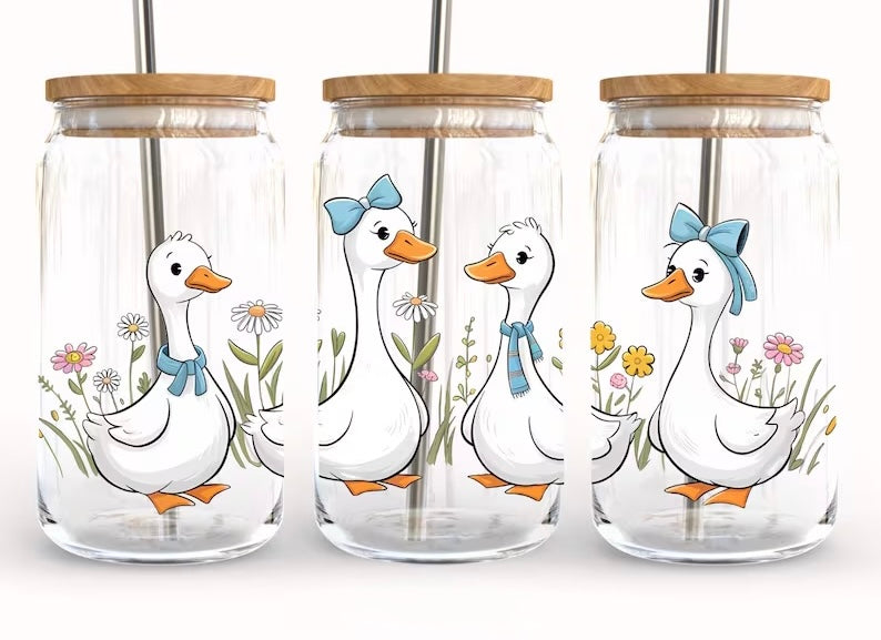 Frosted glass can coquette goose