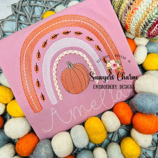 Emb - pumpkin fall rainbow