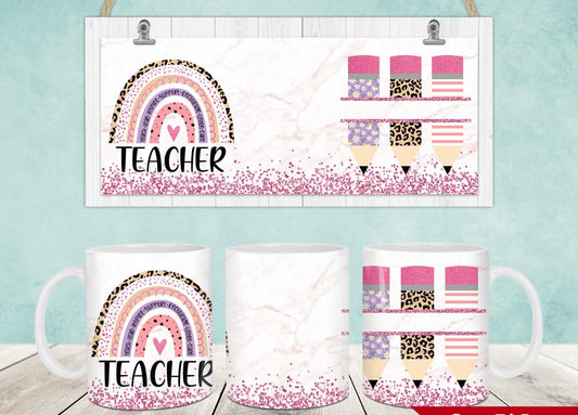 15 oz rainbow teacher mug