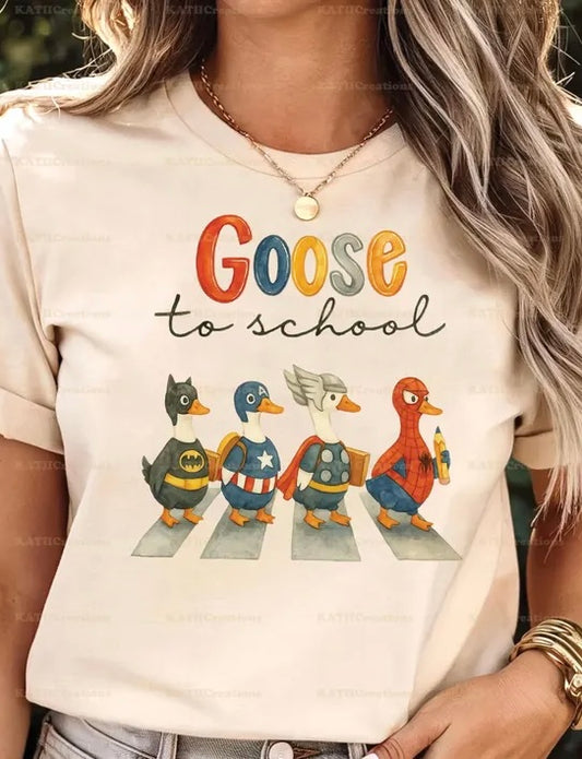 Superhero goose to school