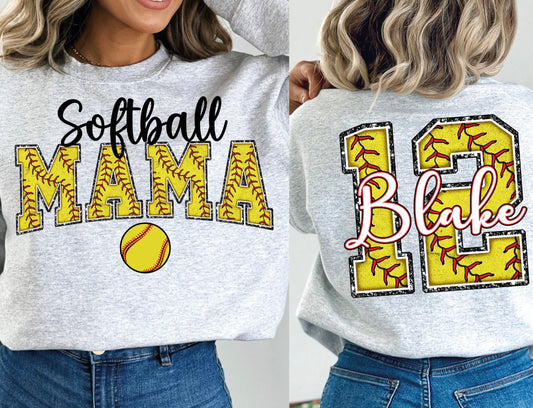 Sub - softball mama with name & number on back