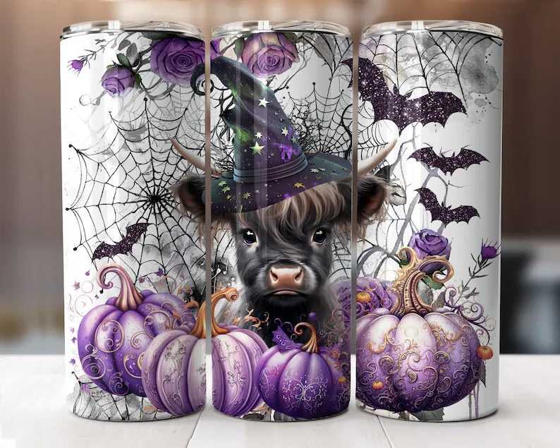 Witchy Halloween cow tumbler