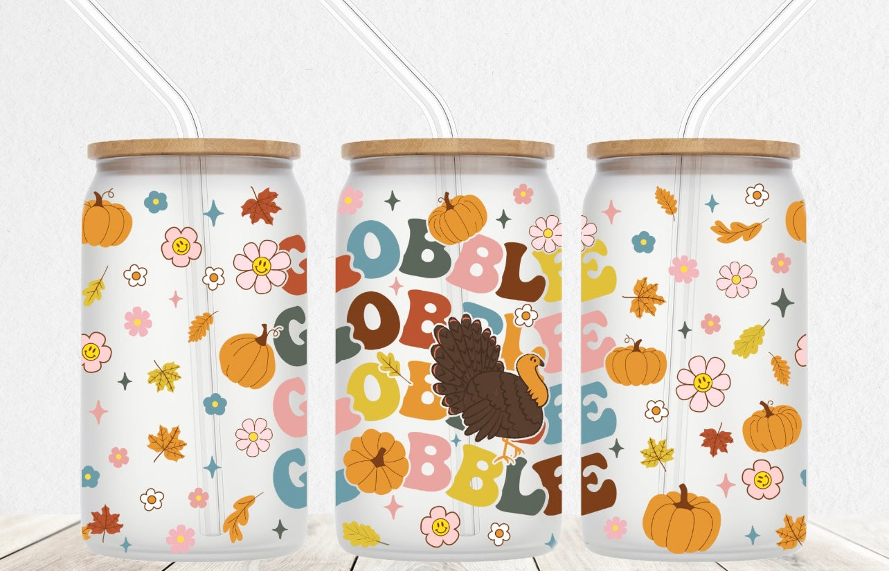 Frosted glass can gobble