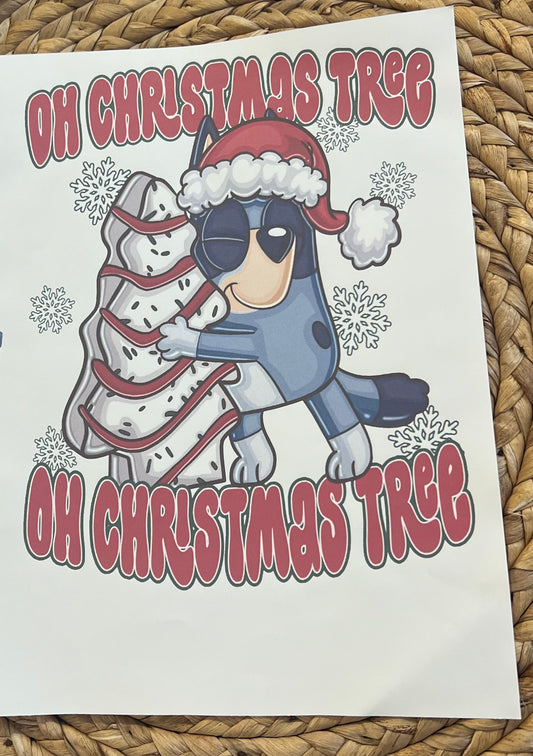 Youth blue dog oh Christmas tree cake