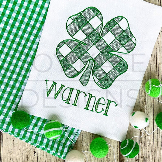 Emb - gingham shamrock