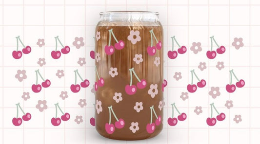 Frosted glass can cherries