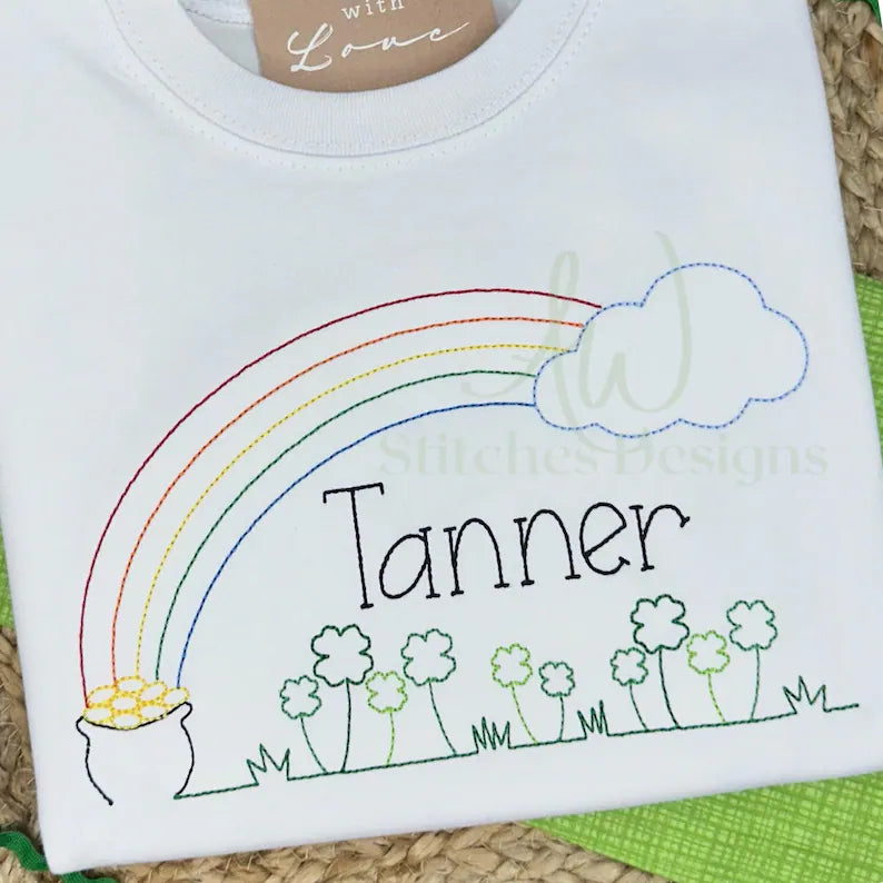 Emb - rainbow over shamrock field