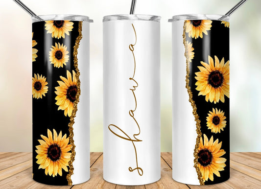 Sunflower name tumbler