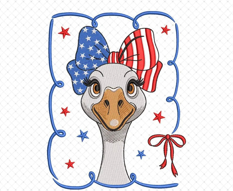 Emb - RWB girly goose