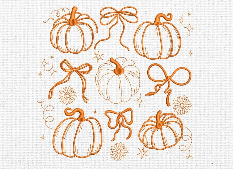 Emb - pumpkins & bows