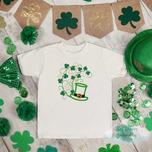 Emb - shamrocks & hat