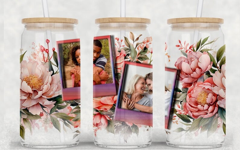 Frosted glass can floral